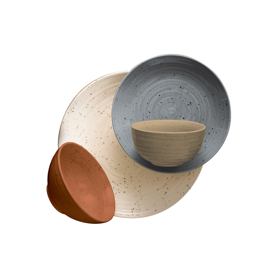 Sango Siterra Painter's Palette 16-Piece Stoneware Dinnerware Set - Service For 4, Plate & Bowl Set